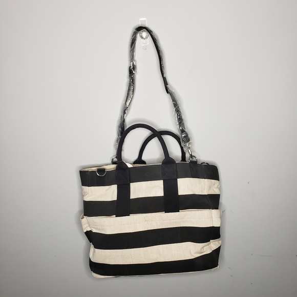 Pottery Barn Handbags - NWT Pottery Barn Fillmore Striped Jute Large Diaper Tote Bag and Changing Pad